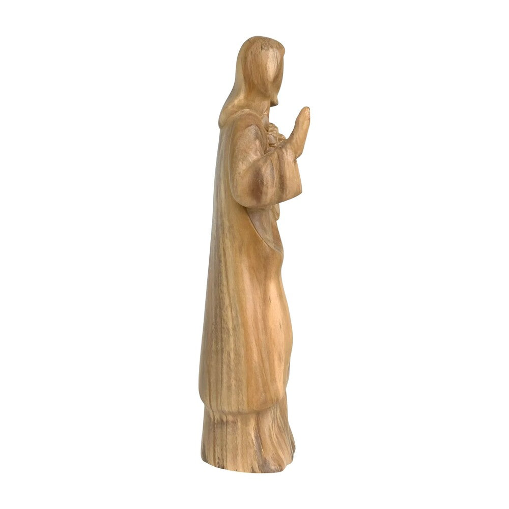 Modern Wooden Sacred Heart of Jesus Sculpture from Val Gardena
