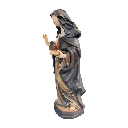 Hand-Carved and Painted Wooden Statue of Santa Monica with Little Boat