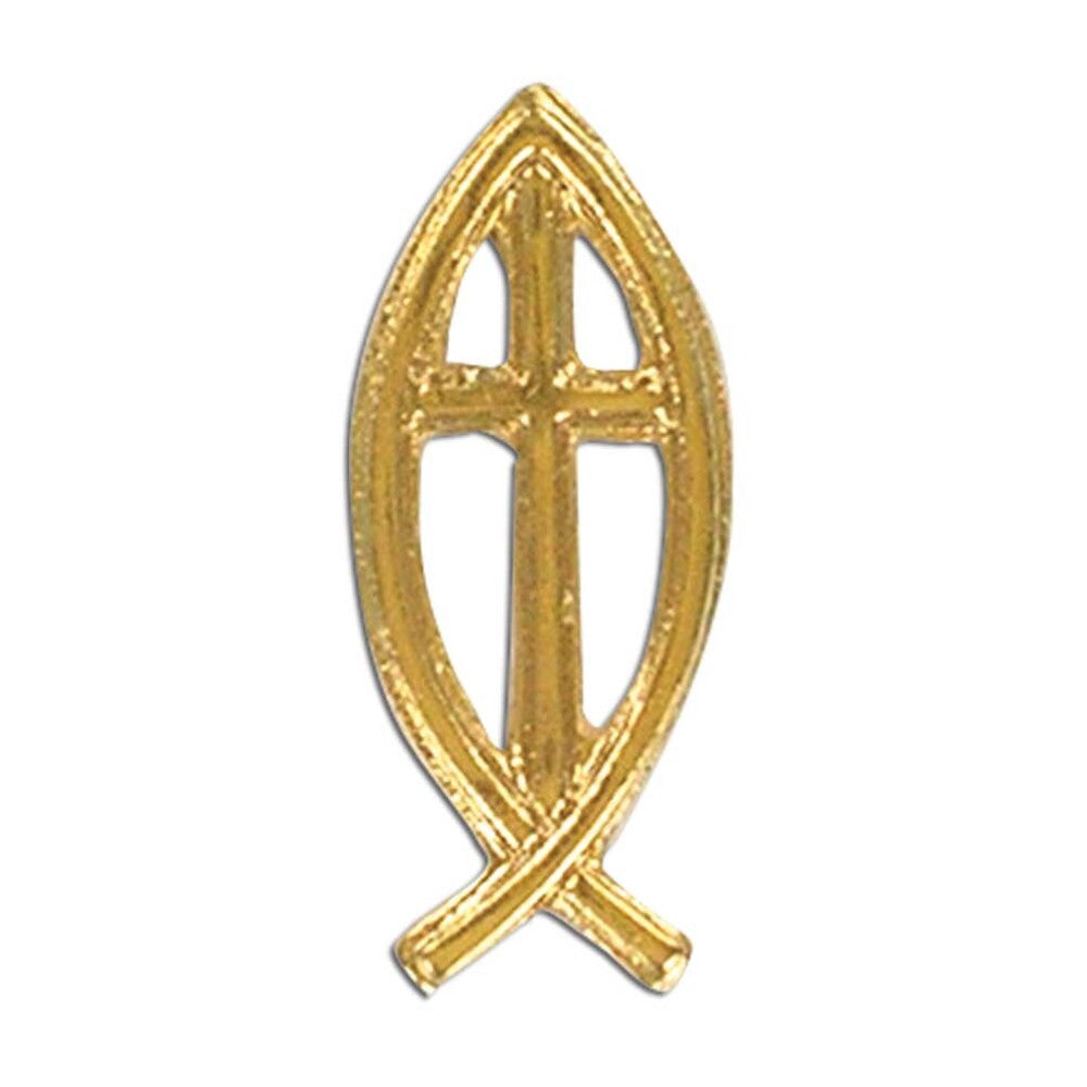 Fish Outline with Cross Lapel Pin