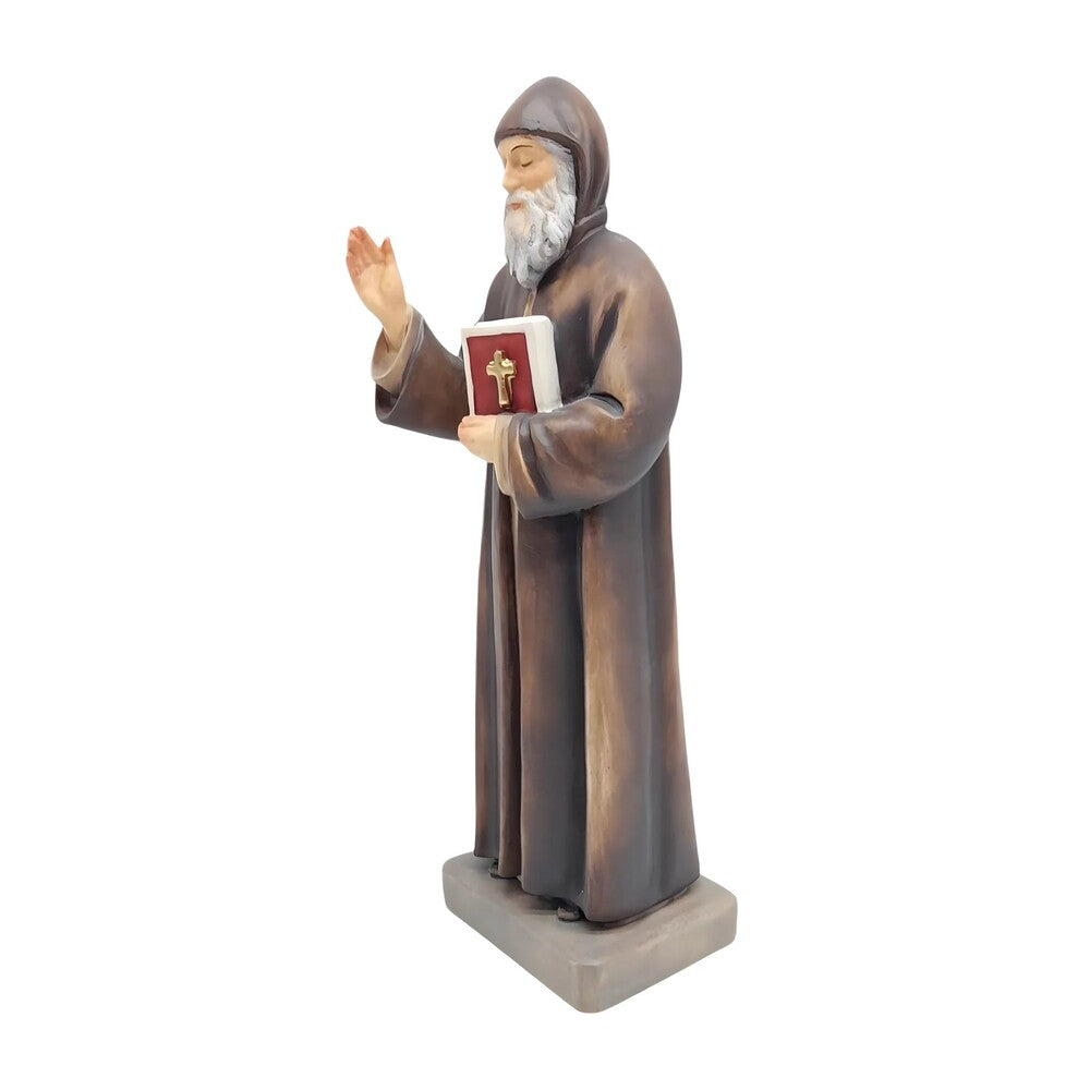 St. Charbel Makhlouf Statue in Hand-Carved Wood Val Gardena