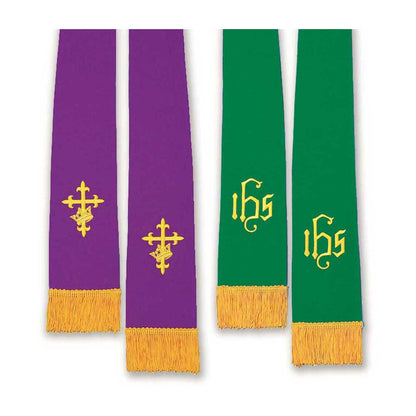Set of Two Reversible Stoles in Purple/Green & White/Red