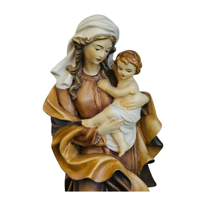 Our Lady of the Heart with Child statue in carved wood from Val Gardena