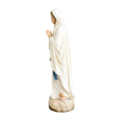 Hand-carved Lourdes Madonna statue in maple and linden wood
