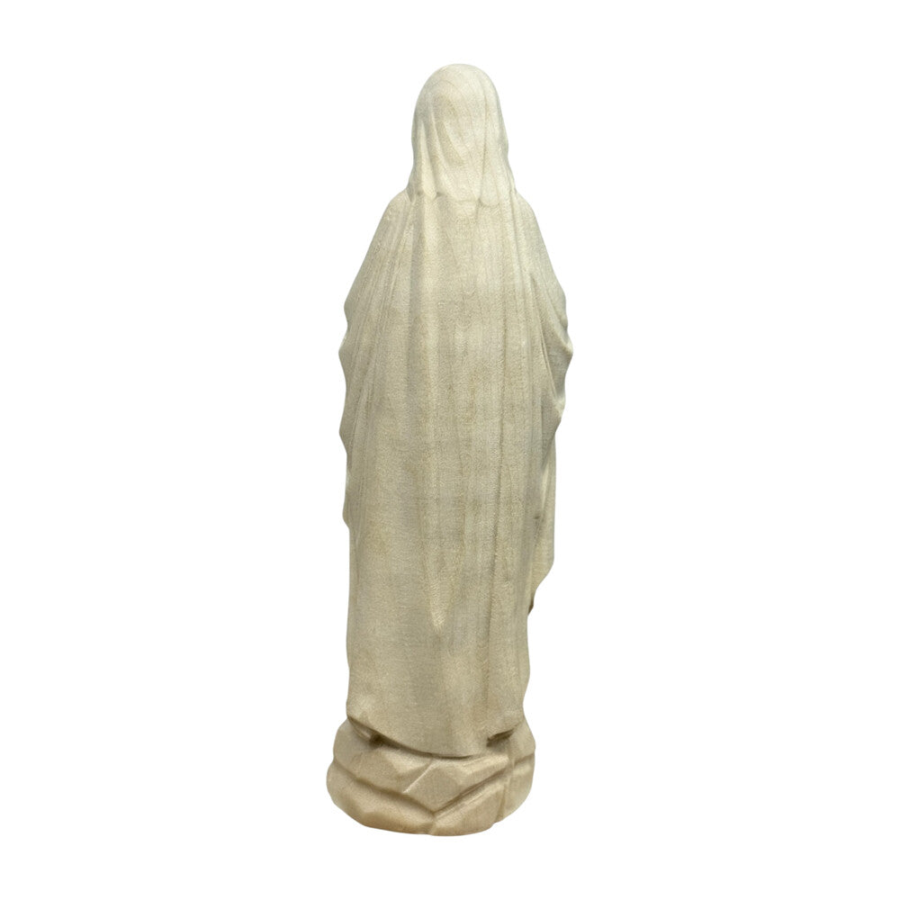 Hand-carved Lourdes Madonna statue in maple and linden wood