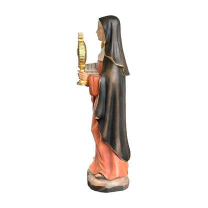 Statue of Saint Clare of Assisi with Monstrance in Wood Carved in Val Gardena