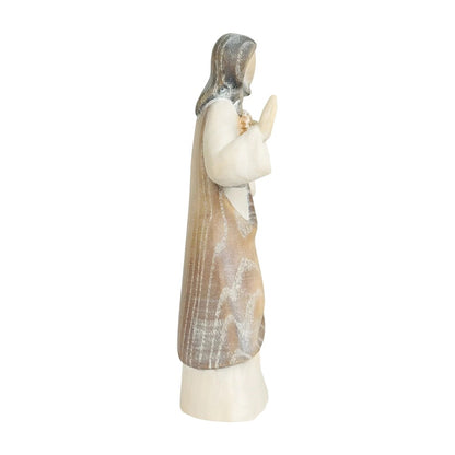 Modern Wooden Sacred Heart of Jesus Sculpture from Val Gardena
