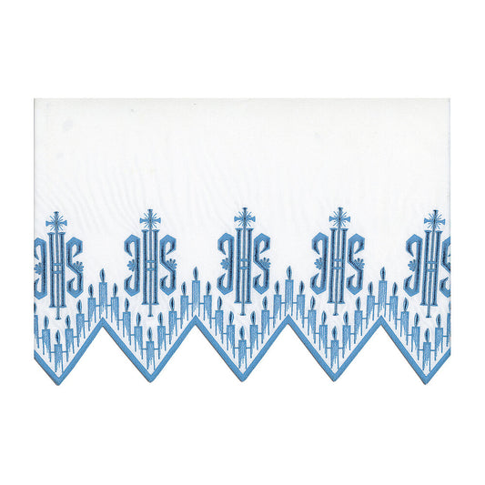 Blue Silk Embroidered Altar Cloth - Design BV1408B