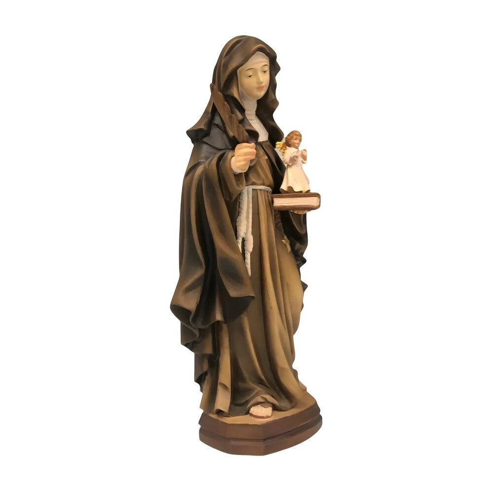 Sculpture of Saint Francesca Romana with Guardian Angel in Val Gardena Wood