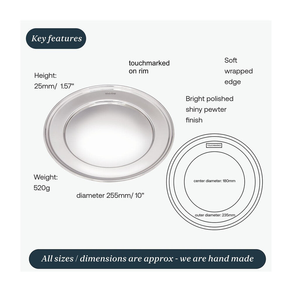 Large Polished Finish Pewter Plate