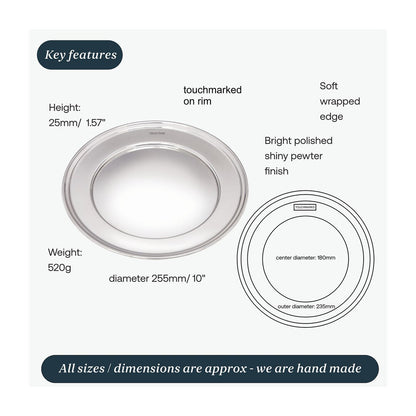 Large Polished Finish Pewter Plate