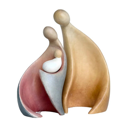 Abstract Holy Family Sculpture in Maple Wood Val Gardena
