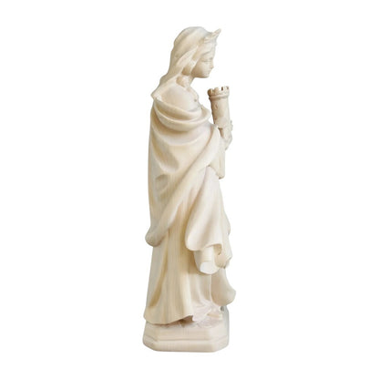 Santa Barbara with Tower: Handcrafted Wood Carving from Val Gardena