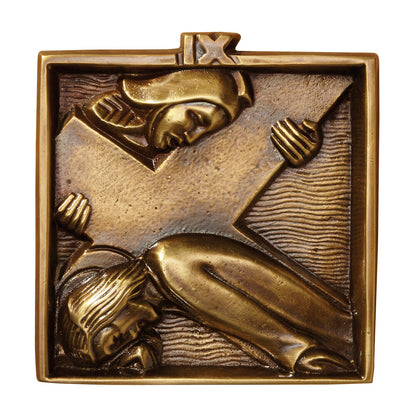 4 3/4" Square Brass Stations of the Cross Set