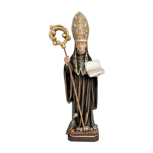 Saint Benedict of Norcia: Hand-Carved Wooden Statue from Val Gardena