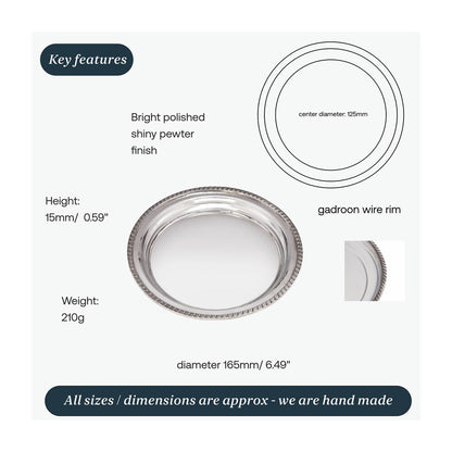 Small Gadroon Rim Pewter Tray