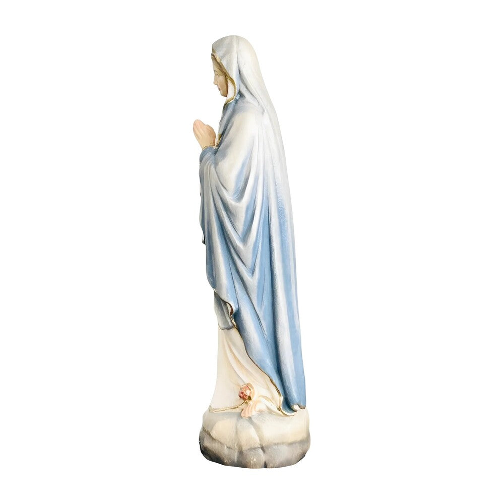Hand-carved Lourdes Madonna statue in maple and linden wood