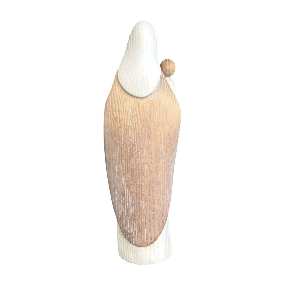 Modern Madonna with Child, Val Gardena Artisanal Wood Sculpture