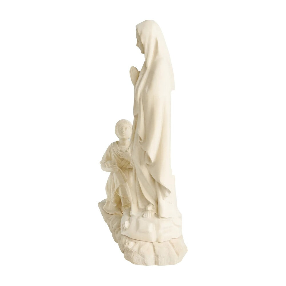 Statue Madonna of Lourdes with Bernadette in Val Gardena Wood