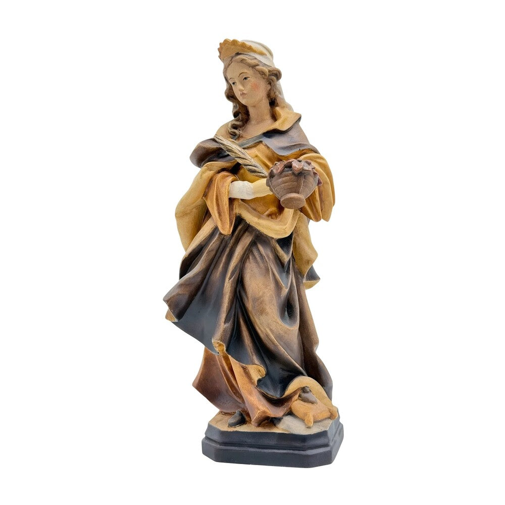Saint Dorothy, Hand-Painted Wooden Statue, Val Gardena Craftsmanship