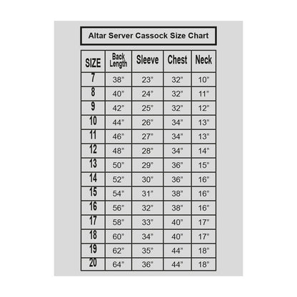 Altar Servers Cassocks Poly Cotton Blend - Red or Black