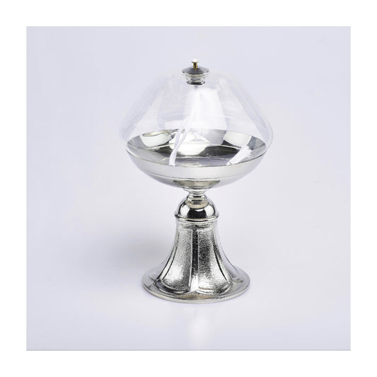 Silver Base Oil Sanctuary Lamp with Clear Glass