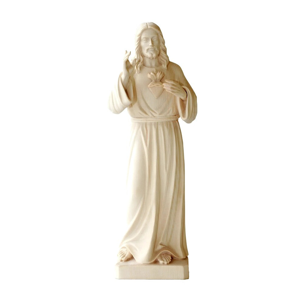 Sacred Heart of Jesus Sculpture in Val Gardena Wood, Hand-Painted