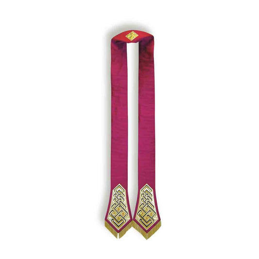 Pure Silk Cerise & Gold Overlay Stole - PBSB136