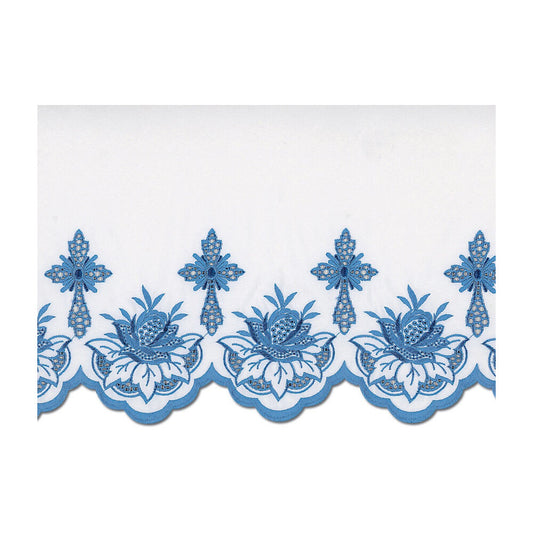 Blue Silk Embroidered Altar Cloth - Design BV1108B