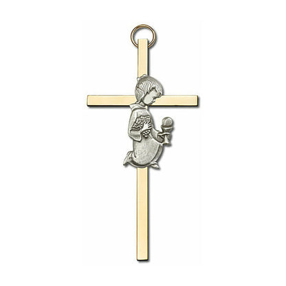 Communion Girl 4" Metal Wall Cross 4420