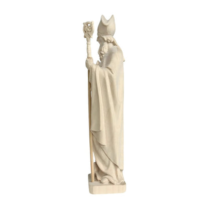 Wooden Sculpture of Saint Patrick with Shamrock and Bishop's Crozier