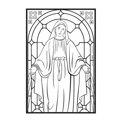 Mary Stained Glassed Window Colouring Poster