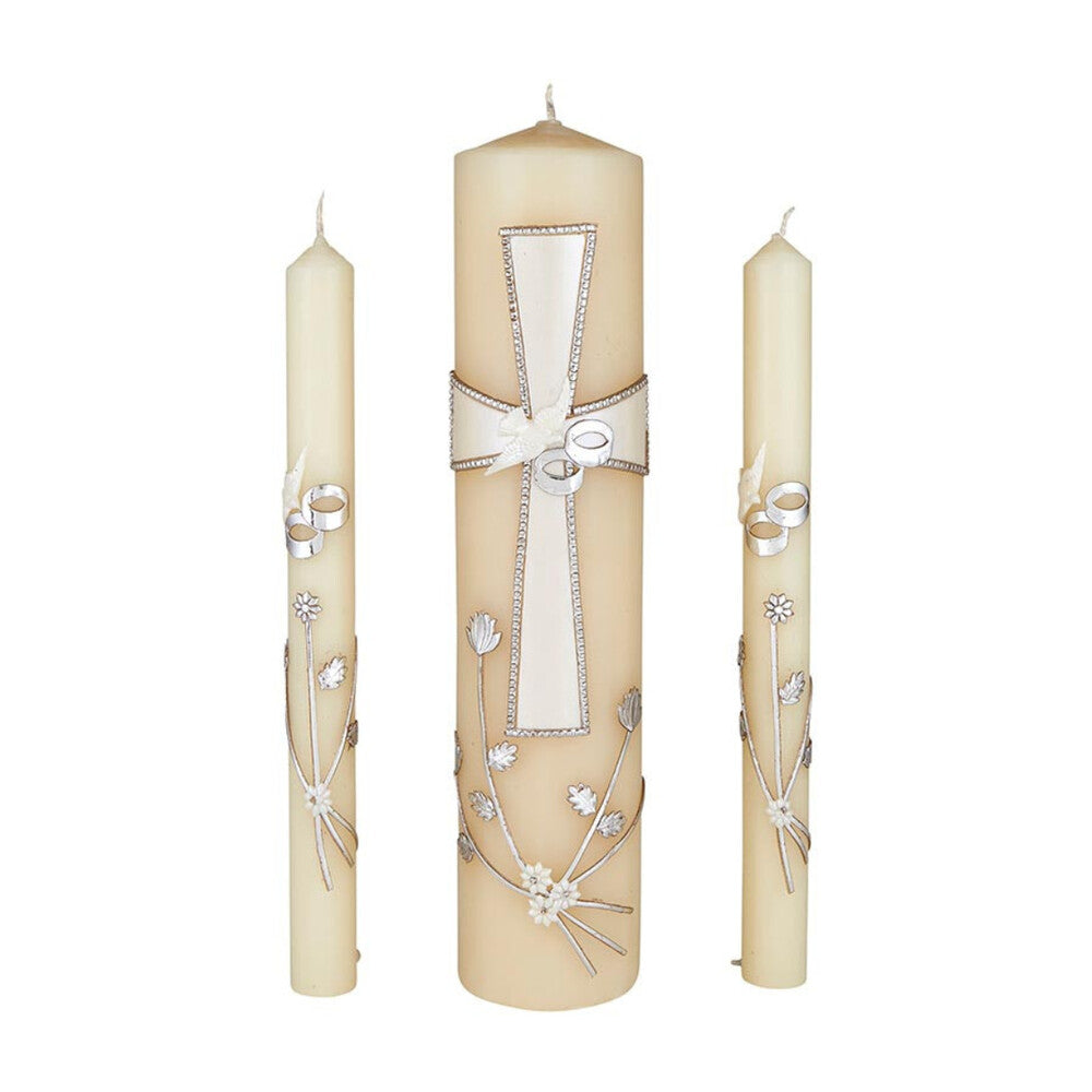 Large Cross Wedding Candle Set