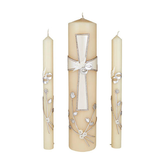 Large Cross Wedding Candle Set