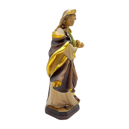 Sculpture Saint Agnes in Maple and Linden Wood, Artistic Carving Val Gardena