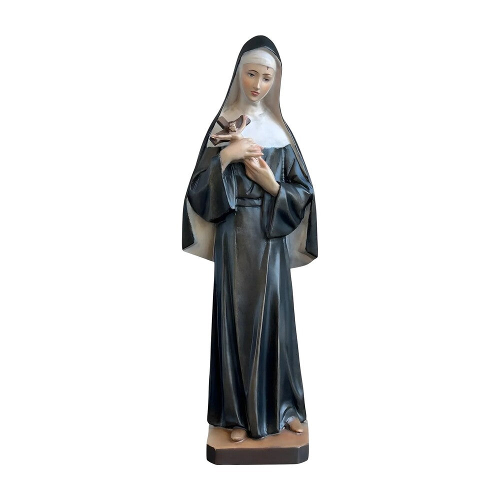 Hand-Carved Wooden Statue of Saint Rita of Cascia from Val Gardena