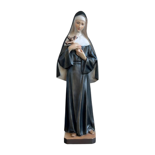 Hand-Carved Wooden Statue of Saint Rita of Cascia from Val Gardena