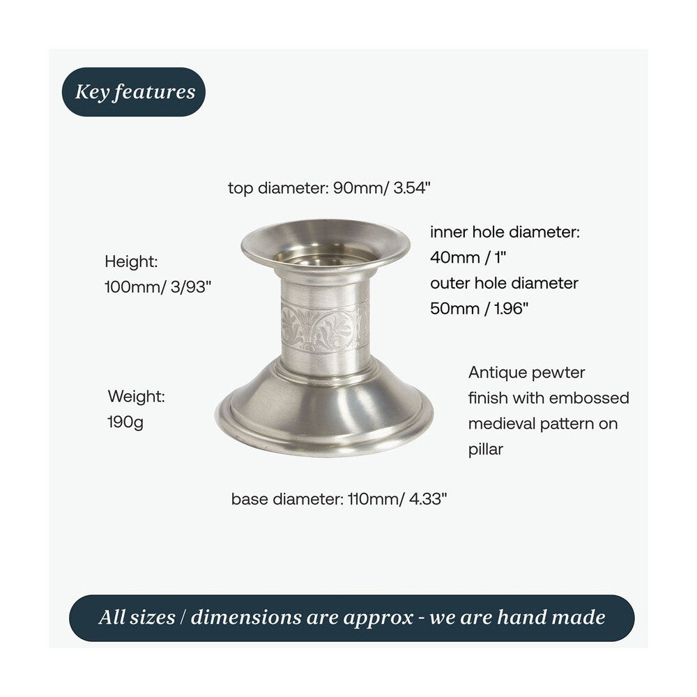 Extra Small Medieval Pewter Candle Holder Antique Finish