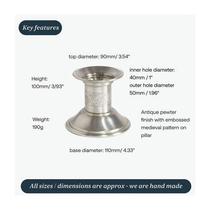 Extra Small Medieval Pewter Candle Holder Antique Finish