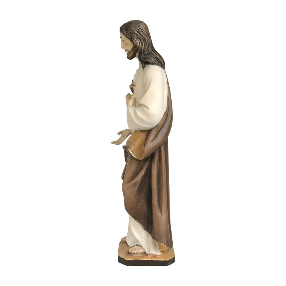 Sacred Heart of Jesus Sculpture in Hand-Painted Val Gardena Wood
