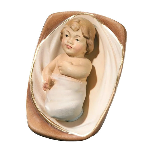 Baby Jesus in Crib in Maple Wood