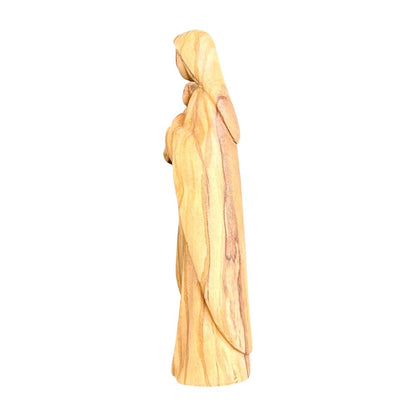 Modern Madonna with Child, Val Gardena Artisanal Wood Sculpture