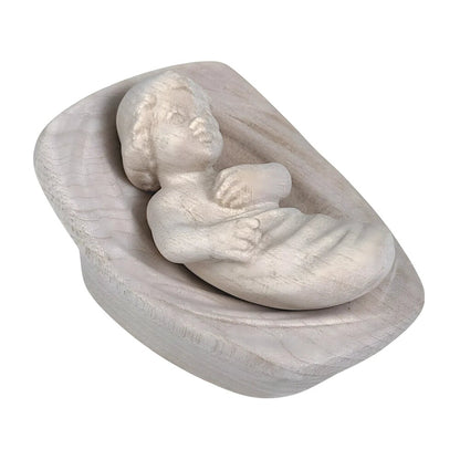 Baby Jesus in Crib in Maple Wood
