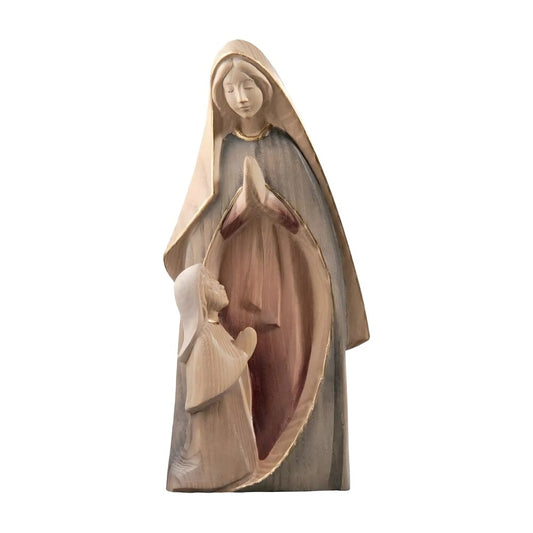 Our Lady of Lourdes with Bernadette in Prayer, Artistic Carving Val Gardena
