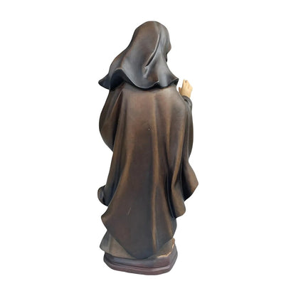 Hand-Carved and Painted Wooden Statue of Santa Monica with Little Boat