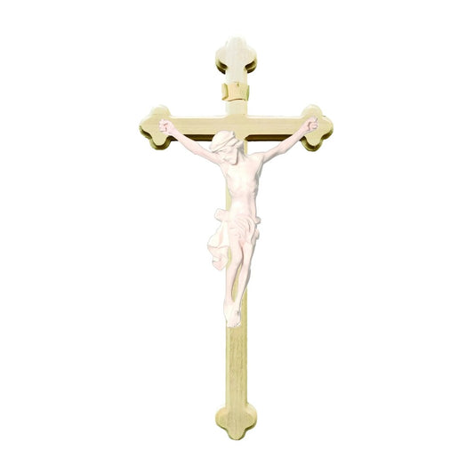 Baroque Crucifix Val Gardena in Natural Wood – Artisan Work