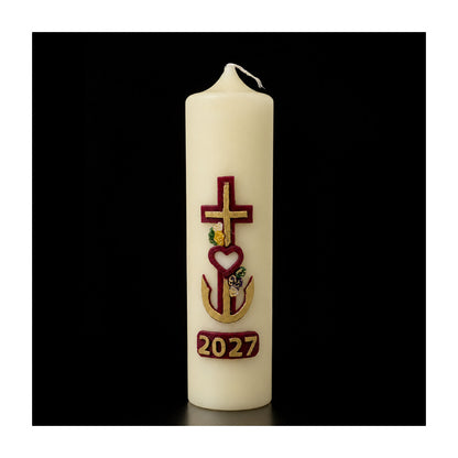 Cross with Heart Home Paschal Candle - 3" x 12"