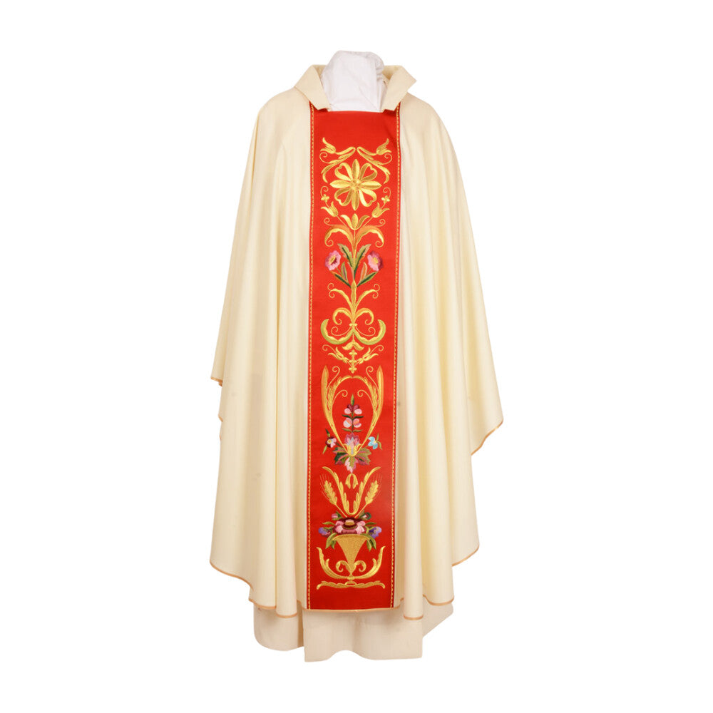 Pure Wool Classic Embroidered Chasuble - Available in 3 Liturgical Colours