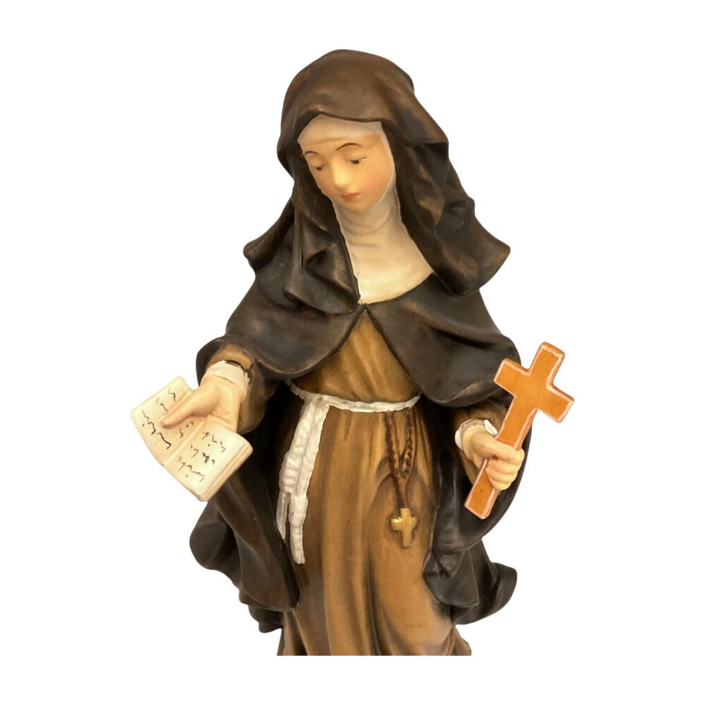 Statue of Saint Caterina Troiani in Val Gardena Wood, Hand-Painted