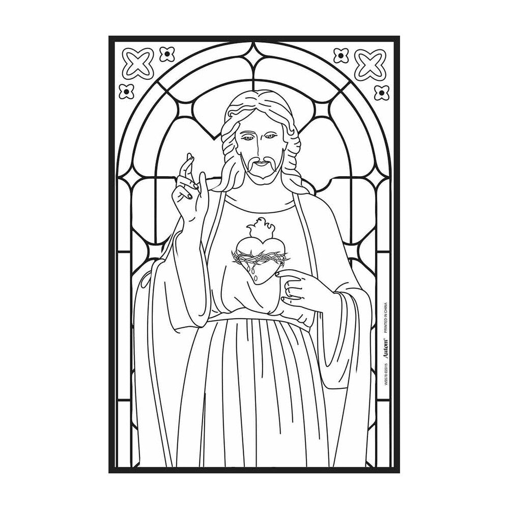 Jesus Stained Glass Window Colouring Poster