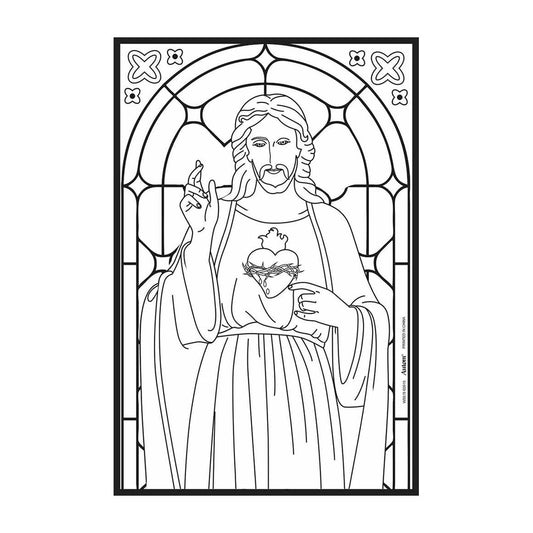 Jesus Stained Glass Window Colouring Poster